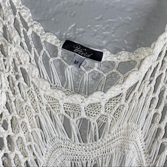 Vivid White knit Boho cover up - Picture 2 of 5